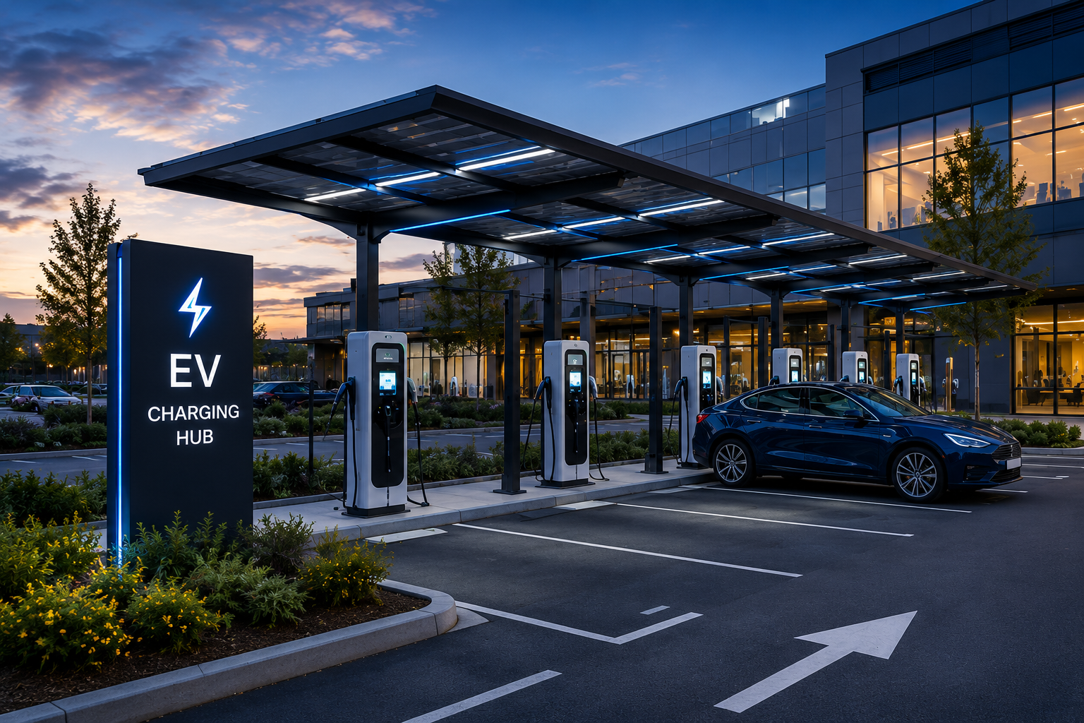 A commercial rapid charging hub